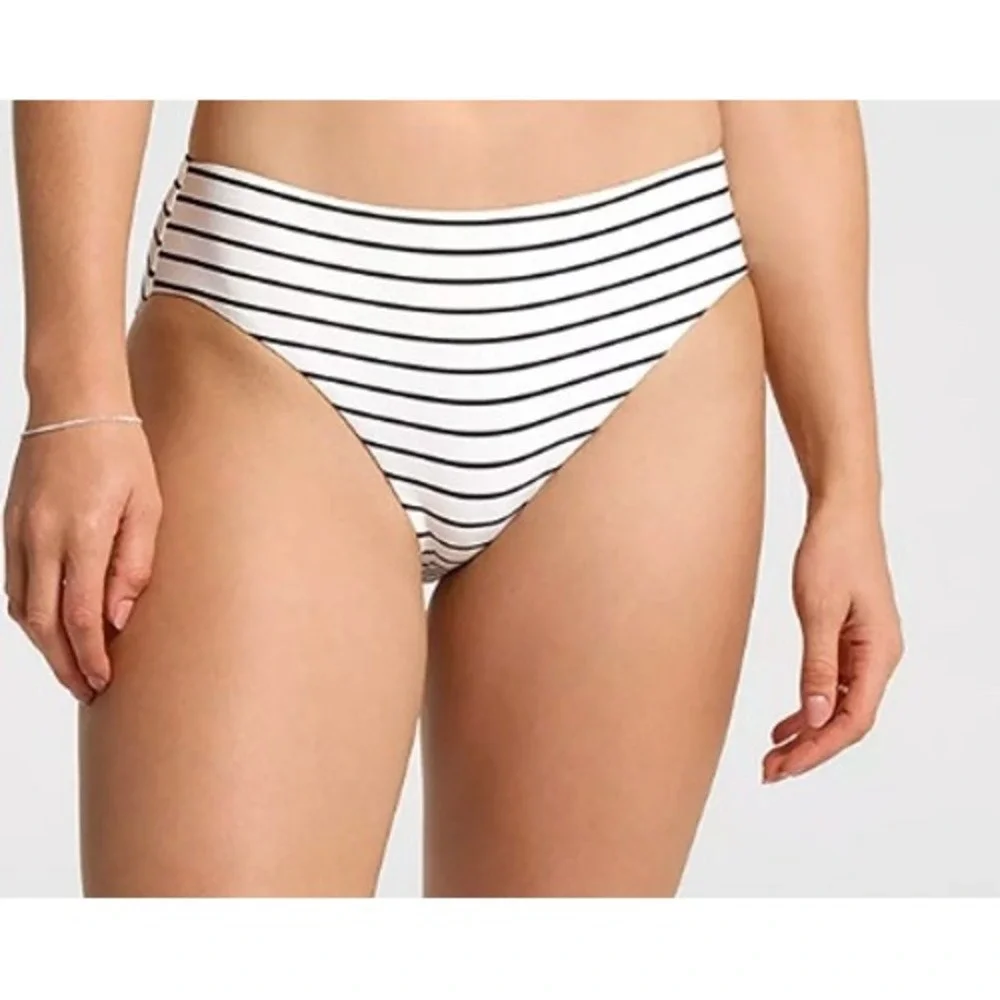 CALIA Womens Core Mid Rise Swim Bottom Navy‎ White Stripe Swim Size XL NWT